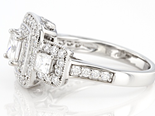 MOISSANITE FIRE(R) 1.96CTW DEW PRINCESS CUT & ROUND PLATINEVE(R) RING - Size 9