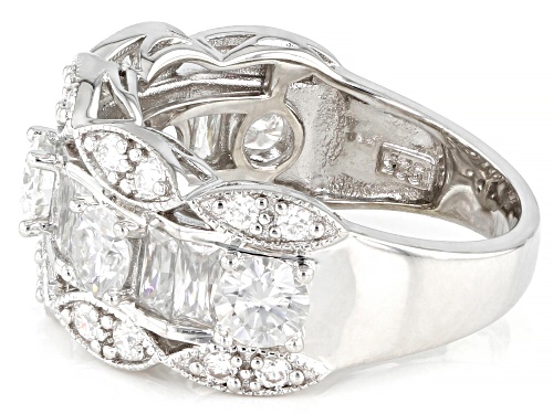 MOISSANITE FIRE(R) 2.39CTW DEW ROUND & BAGUETTE PLATINEVE(R) RING - Size 6