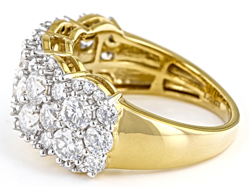 MOISSANITE FIRE(R) 2.98CTW DEW ROUND 14K YELLOW GOLD OVER SILVER RING - Size 9