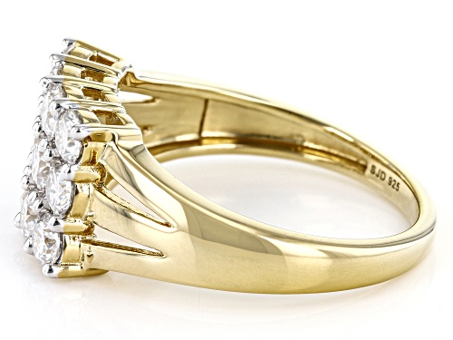 MOISSANITE FIRE(R) 1.56CTW DEW  ROUND 14K YELLOW GOLD OVER SILVER RING - Size 7