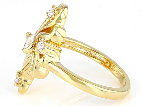 MOISSANITE FIRE(R) .43CTW DEW ROUND 14K YELLOW GOLD OVER SILVER RING - Size 6