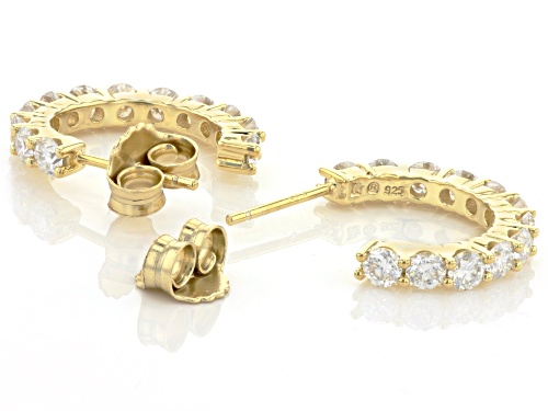 MOISSANITE FIRE® 2.40CTW DEW ROUND 14K YELLOW GOLD OVER SILVER HOOP EARRINGS