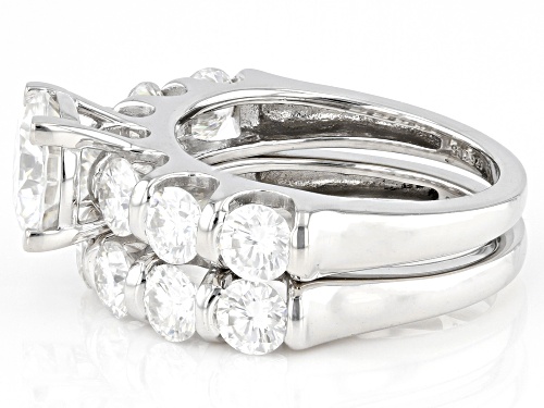 MOISSANITE FIRE(R) 4.89CTW DEW ROUND PLATINEVE(R) RING WITH BAND - Size 7