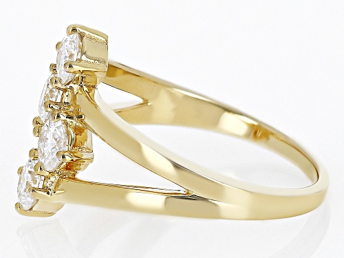 MOISSANITE FIRE(R) .92CTW DEW ROUND 14K YELLOW GOLD OVER SILVER RING - Size 7