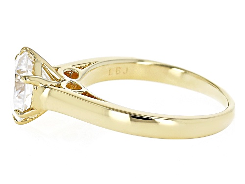 MOISSANITE FIRE(R) 2.17CT DEW ROUND INFERNO CUT(TM) 14K YELLOW GOLD OVER SILVER RING - Size 11