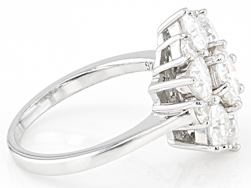 MOISSANITE FIRE(R) 2.90CTW DEW ROUND BRILLANT & TRILLION CUT PLATINEVE(R) RING - Size 11