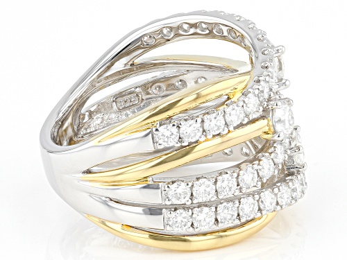 MOISSANITE FIRE(R) 1.97CTW DEW ROUND & SQUARE BRILLANT & MARQUISE CUT TWO TONE RING - Size 9