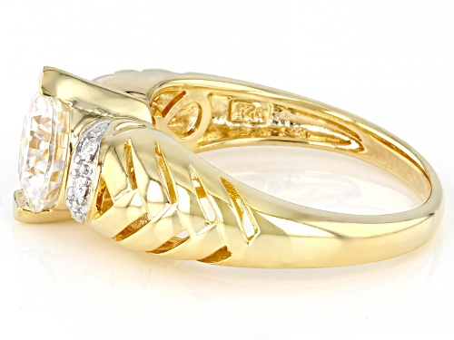 MOISSANITE FIRE(R) 1.96CTW DEW ROUND 14K YELLOW GOLD OVER SILVER RING - Size 9