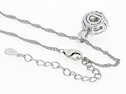 MOISSANITE FIRE(R) 1.68CTW DEW TRILLION CUT & ROUND PLATINEVE(R) PENDANT & 18 INCH SINGAPORE CHAIN