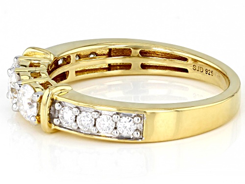 MOISSANITE FIRE(R) .72CTW DEW ROUND 14K YELLOW GOLD OVER SILVER RING - Size 7