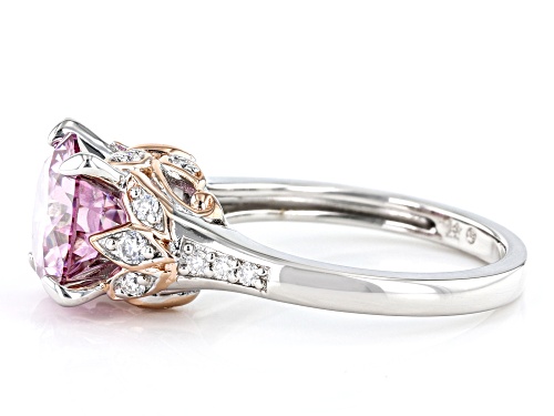 MOISSANITE FIRE(R) & PINK MOISSANITE 2.94CTW DEW PLATINEVE(R) & 14K ROSE GOLD OVER SILVER RING - Size 7