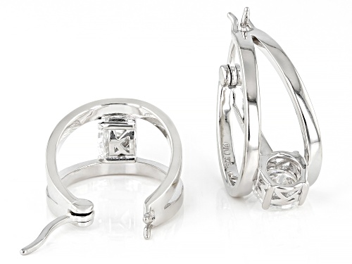 MOISSANITE FIRE(R) 1.60CTW DEW ROUND PLATINEVE(R) HOOP EARRINGS