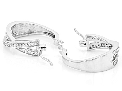 MOISSANITE FIRE(R) .64CTW DEW ROUND PLATINEVE(R) HOOP EARRINGS