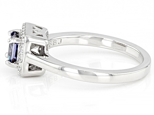 MOISSANITE FIRE® & BLUE MOISSANITE .90CTW DEW PRINCESS CUT & ROUND PLATINEVE® RING - Size 9