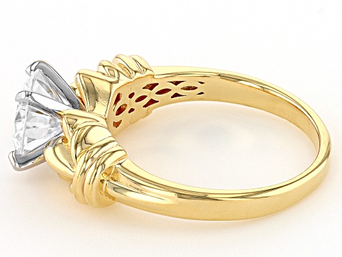 MOISSANITE FIRE(R) 1.90CT DEW ROUND 14K YELLOW GOLD OVER SILVER RING - Size 7