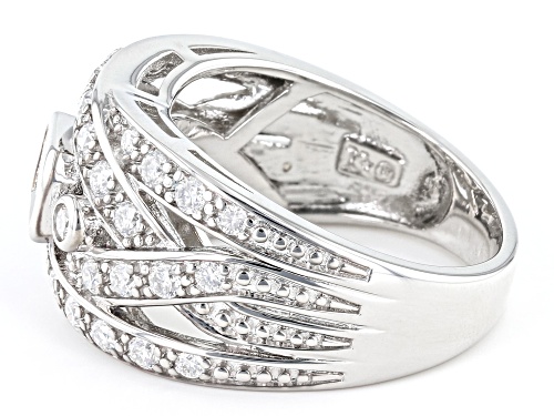 MOISSANITE FIRE(R) 1.58CTW DEW EMERALD CUT & ROUND PLATINEVE(R) RING - Size 6