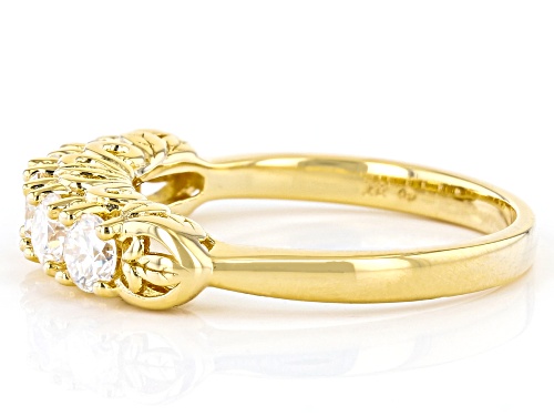 MOISSANITE FIRE® .80CTW DEW ROUND BRILLIANT 14K YELLOW GOLD OVER SILVER RING - Size 8