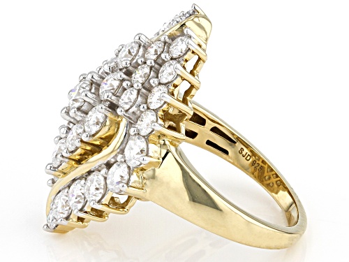 MOISSANITE FIRE(R) 2.86CTW DEW ROUND 14K YELLOW GOLD OVER SILVER - Size 7