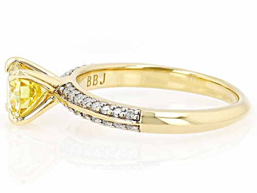 MOISSANITE FIRE(R) & YELLOW MOISSANITE 1.32CTW DEW 14K YELLOW GOLD OVER SILVER RING - Size 6