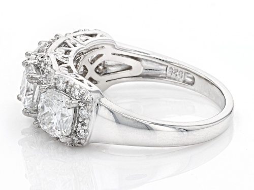 MOISSANITE FIRE(R) 2.92CTW DEW CUSHION CUT & ROUND PLATINEVE(R) RING - Size 11