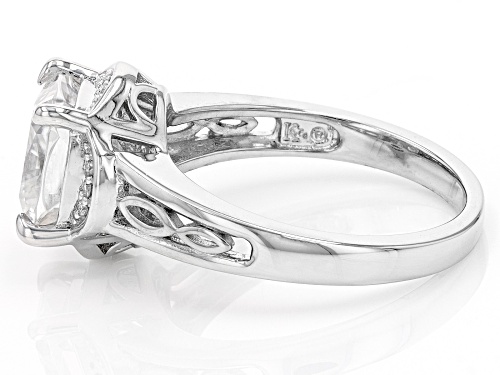 MOISSANITE FIRE(R) 2.92CTW DEW CUSHION CUT & ROUND PLATINEVE(R) RING - Size 7
