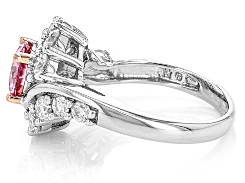 MOISSANITE FIRE(R) & PINK MOISSANITE 2.44CTW DEW ROUND PLATINEVE(R) RING - Size 5