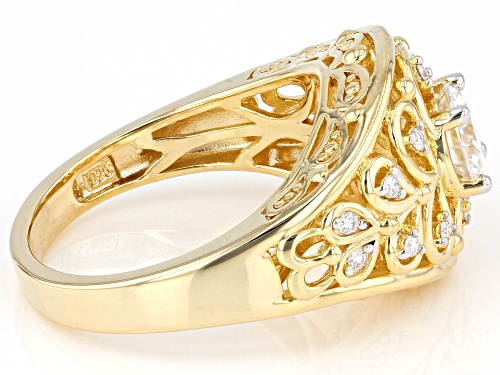 MOISSANITE FIRE(R) .94CTW DEW ROUND 14K YELLOW GOLD OVER SILVER RING - Size 9