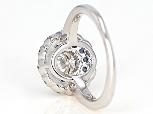 Moissanite Fire® 1.24ctw Dew With .54ctw Blue Sapphire Platineve® Ring - Size 10