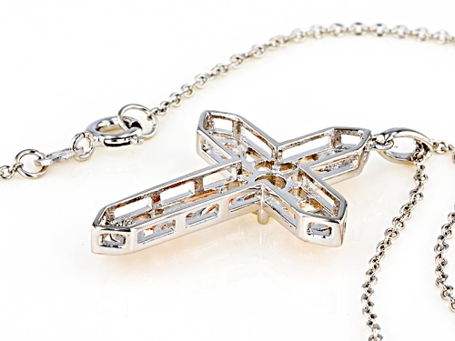 Moissanite Fire® .50ct Dew Platineve™ And 14k Rose Gold Over Platineve Pendant And Chain