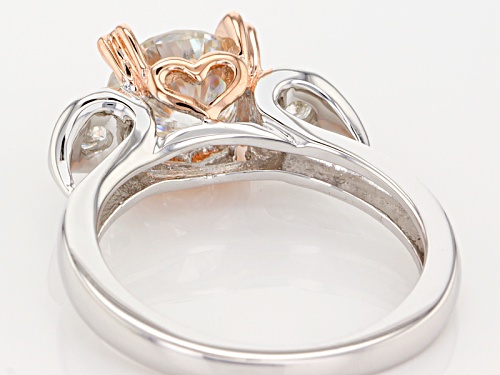 Moissanite Fire® 1.32ctw Dew Platineve™ And 14k Rose Gold Accent Over Platineve Ring - Size 8