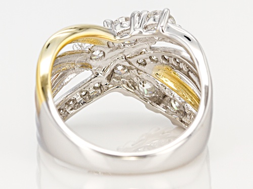 Moissanite Fire® 1.30ctw Dew Platineve™ With 14k Yellow And Rose Gold Over Platineve Ring - Size 7