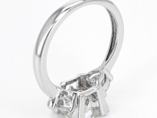Moissanite Fire® 2.56ctw Dew Square Brilliant And Heart Shape Platineve® Ring - Size 8