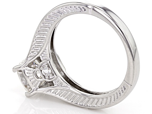 Moissanite Fire® 1.76ctw Dew Cushion Cut And Round Platineve™ Ring - Size 8