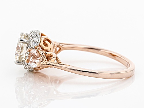 Moissanite Fire® 1.51ctw Dew And .66ctw Morganite 14k Rose Gold Over Silver Ring - Size 11