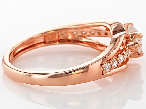 Moissanite Fire® .68ctw Dew Heart Shape And Round 14k Rose Gold Over Silver Ring - Size 11