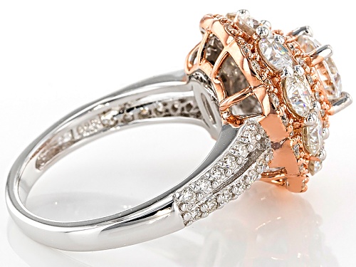 Moissanite Fire® 3.10ctw Dew Platineve™ And 14k Rose Gold Over Platineve™ Two Tone Ring - Size 7