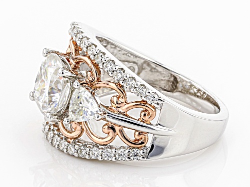 Moissanite Fire® 3.28ctw Platineve™ And 14k Rose Gold Over Platineve™ Two Tone Ring - Size 5