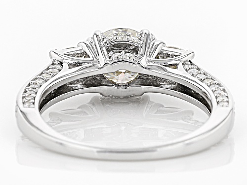 Moissanite Fire® 2.46ctw Diamond Equivalent Weight Round And Cushion Cut Platineve™ Ring - Size 7