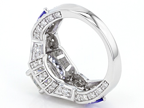 Moissanite Fire® 2.42ctw Dew And .60ctw Tanzanite Platineve™ Ring - Size 6