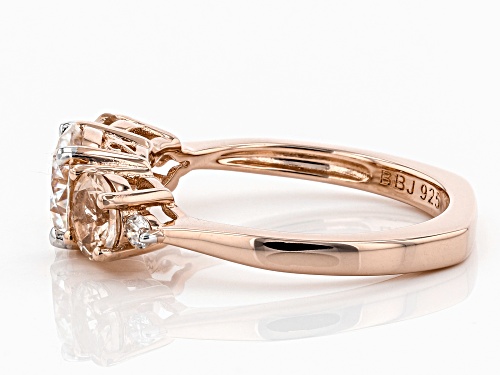 Moissanite Fire® 1.26ctw Dew And .90ctw Morganite 14k Rose Gold Over Silver Ring - Size 6