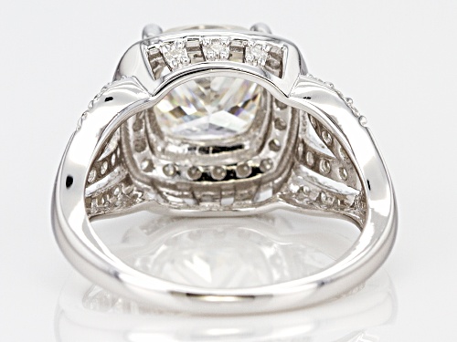 MOISSANITE FIRE® 4.32CTW DIAMOND EQUIVALENT WEIGHT CUSHION CUT AND ROUND PLATINEVE™ RING - Size 11