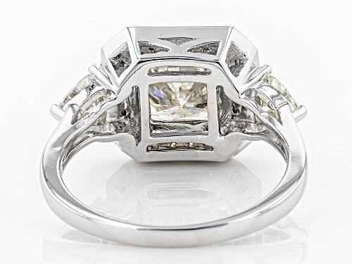 MOISSANITE FIRE® 3.34CTW DEW SQUARE BRILLIANT AND TRILLION CUT WITH ROUND PLATINEVE™ RING - Size 8