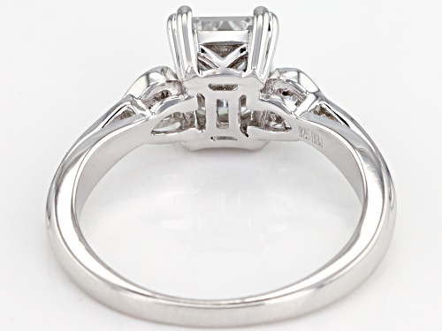 MOISSANITE FIRE® 1.81CTW DEW EMERALD CUT AND ROUND PLATINEVE® RING - Size 10
