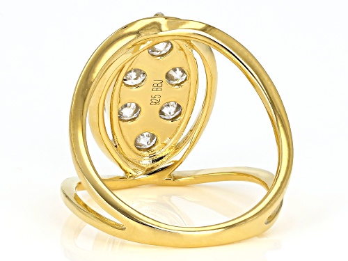 MOISSANITE FIRE® 1.38CTW DEW ROUND 14K YELLOW GOLD OVER SILVER RING - Size 6