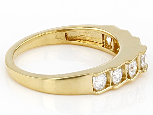 MOISSANITE FIRE® .70CTW DIAMOND EQUIVALENT WEIGHT ROUND 14K YELLOW GOLD OVER SILVER RING - Size 7