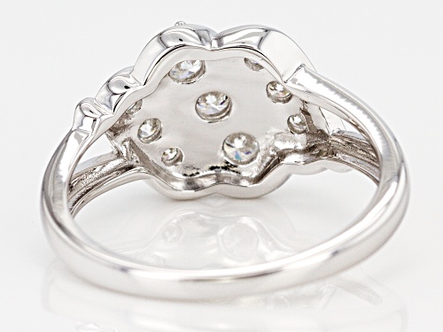 MOISSANITE FIRE® .63CTW DIAMOND EQUIVALENT WEIGHT ROUND PLATINEVE® RING - Size 6