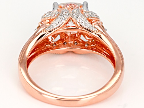 MOISSANITE FIRE® 2.00CTW DEW CUSHION CUT AND ROUND 14K ROSE GOLD OVER SILVER RING - Size 11