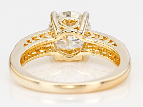 MOISSANITE FIRE® 2.10CTW DEW ROUND 14K YELLOW GOLD OVER SILVER RING - Size 11