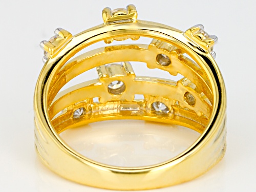 MOISSANITE FIRE® .98CTW DEW ROUND 14K YELLOW GOLD OVER STERLING SILVER RING - Size 5