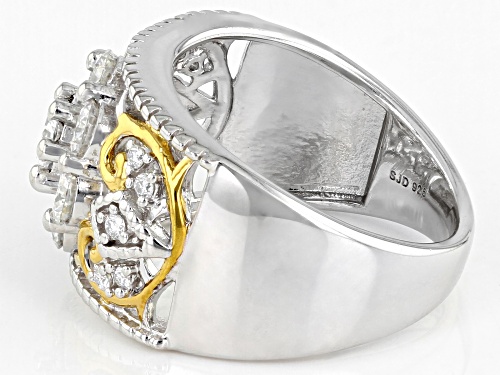 MOISSANITE FIRE(R) 1.57CTW DEW PLATINEVE(R) AND 14K YELLOW GOLD OVER PLATINEVE RING - Size 8